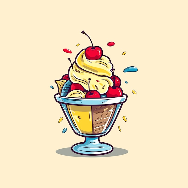 Vector banana split ijs clip art illustratie