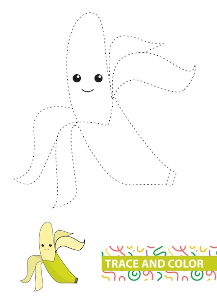 Vector banana trace en kleur voor kinderen vector illustratie