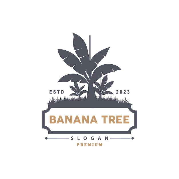 바나나 나무 로고 바나나 나무 간단한 실루엣 디자인 식물 아이콘 기호 벡터 그림