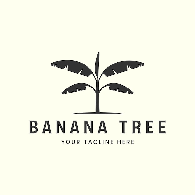 Banana tree with vintage style logo vector template icon illustration design