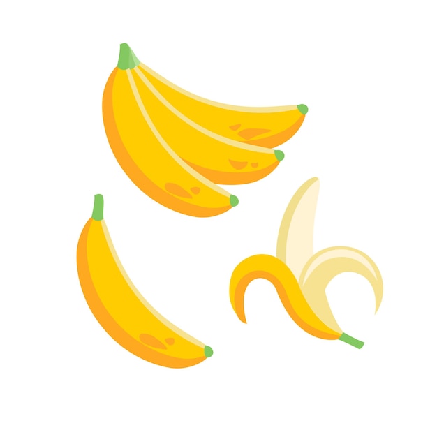 Banana tropical fruit in flat illustration