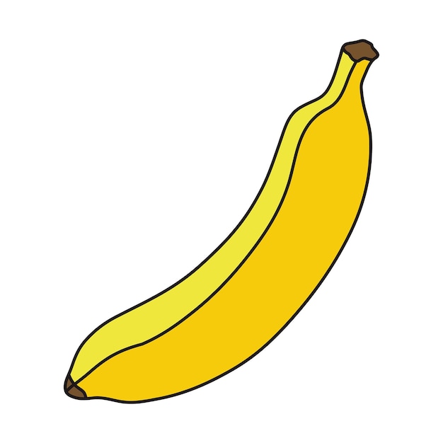 Banana vector illustration. Cute cartoon banana fruit. Banana hand draw isolated.