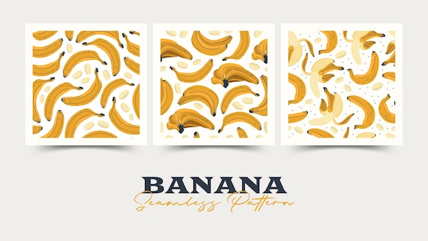 Illustrazioni vettoriali di banana. fondo senza cuciture. disegno a mano cartone animato stile nordico scandinavo per moda o interni o copertina o tessuto.