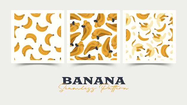 바나나 벡터 일러스트입니다. 원활한 패턴 배경입니다. 손으로 그리는 만화 스칸디나비아 북유럽 디자인 스타일은 패션이나 인테리어, 커버 또는 직물을 위한 것입니다.