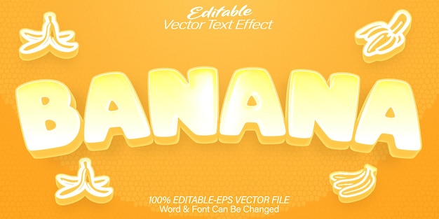 Banana vector text effect editable alphabet yellow fruit juice food