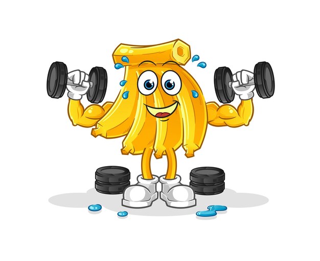 Banana weight training illustration. character vector