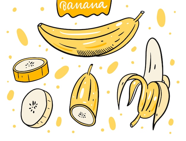 Banana whole and slice set.