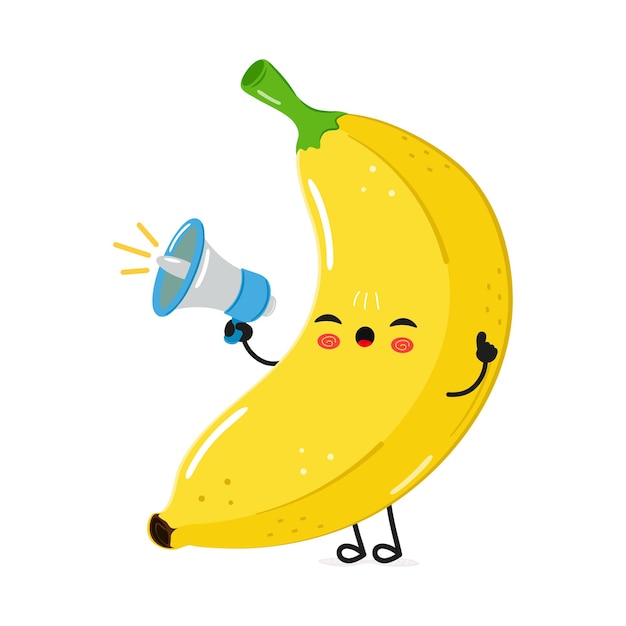 Vettore banana con carattere di altoparlante