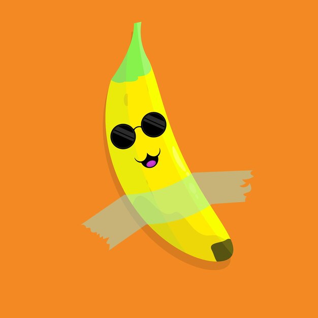 Vector a banana with sunglasses and a sticker that says banana on it