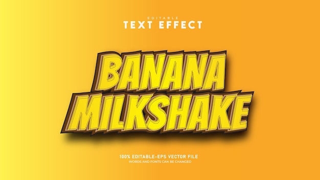 Vector banana yellow 3d text effect template