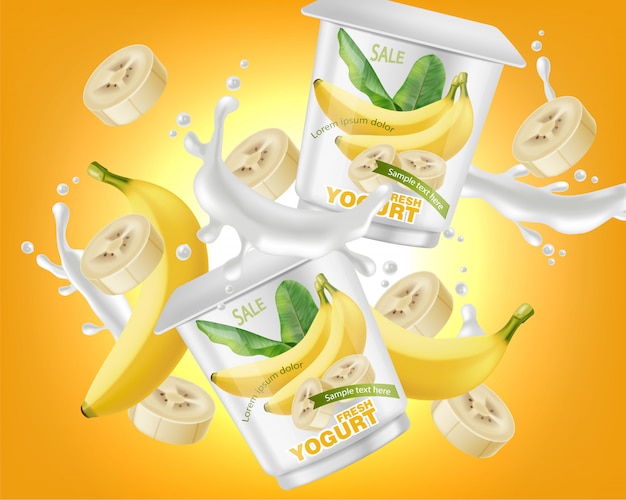 Banana yogurt package splash