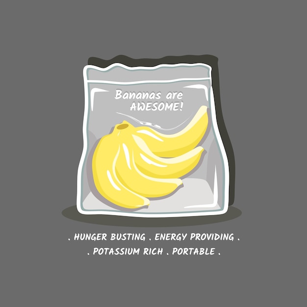 Bananas in plastic vector illustration