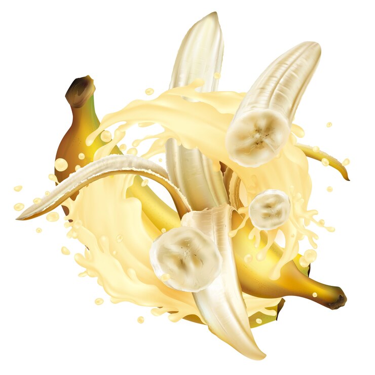 Vector bananas and a splash of milkshake or yogurt.