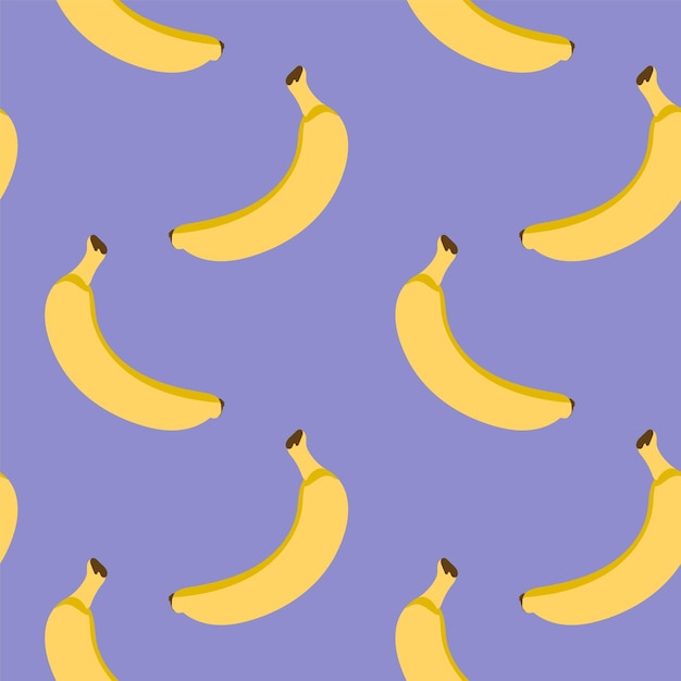 Bananen naadloos patroon. Vectorillustratie op een violette achtergrond