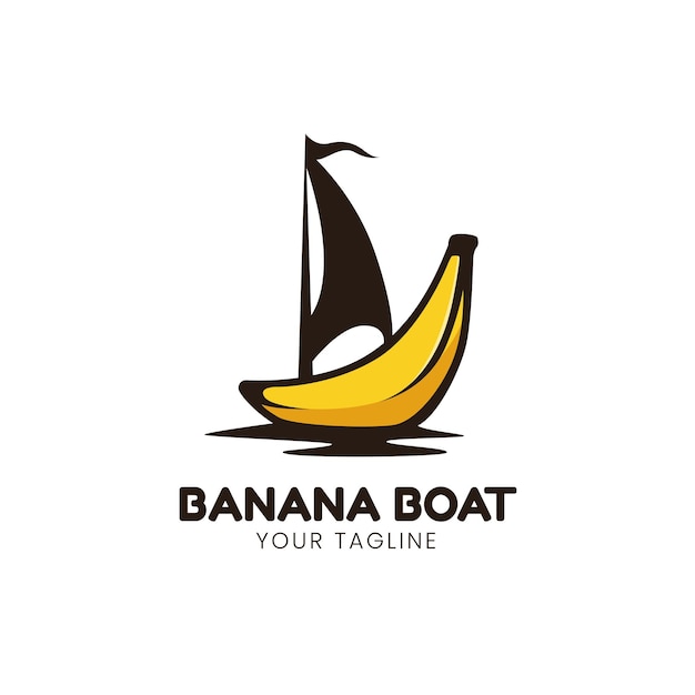 bananenboot cartoon logo ontwerp