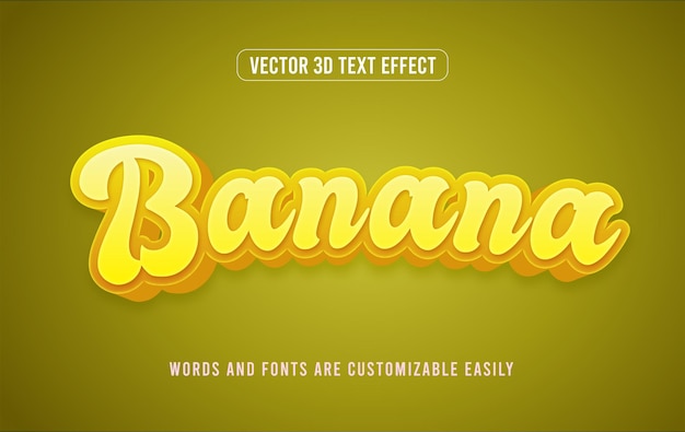 Bananenfruit 3d bewerkbare teksteffectstijl