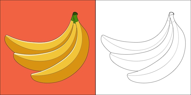 Bananenfruit geschikt voor kinder kleurplaten pagina vectorillustratie