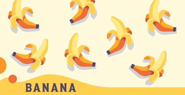 Bananenfruitpatroonsjabloon met vlakke stijl, ideaal voor behoeften aan fruitproducten en dergelijke