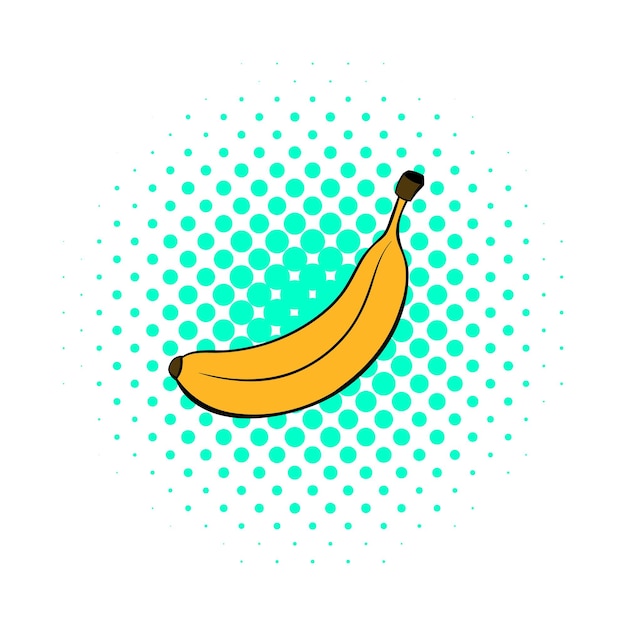 Bananenpictogram in stripverhalenstijl op een witte achtergrond