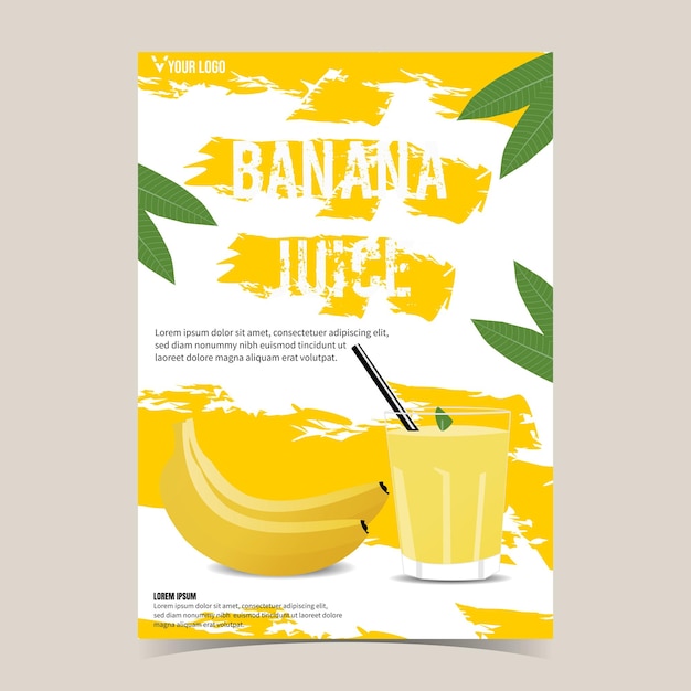 bananensap eenvoudige flyer-sjabloon met gele en groene kleur