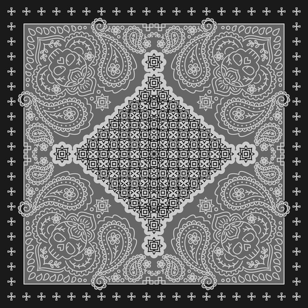 Vector bandana black and white line pattern