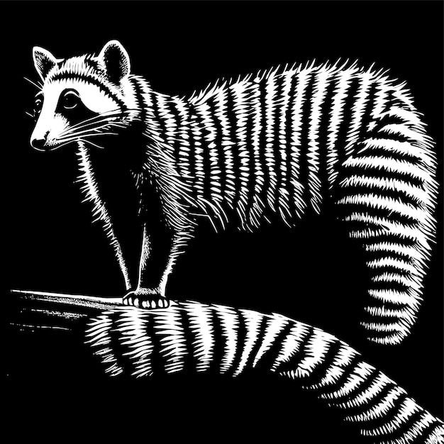 Vector banded palm civet hand drawn cartoon sticker icon concept isolated illustration