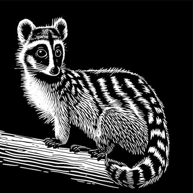 Banded palm civet hand drawn cartoon sticker icon concept isolated illustration