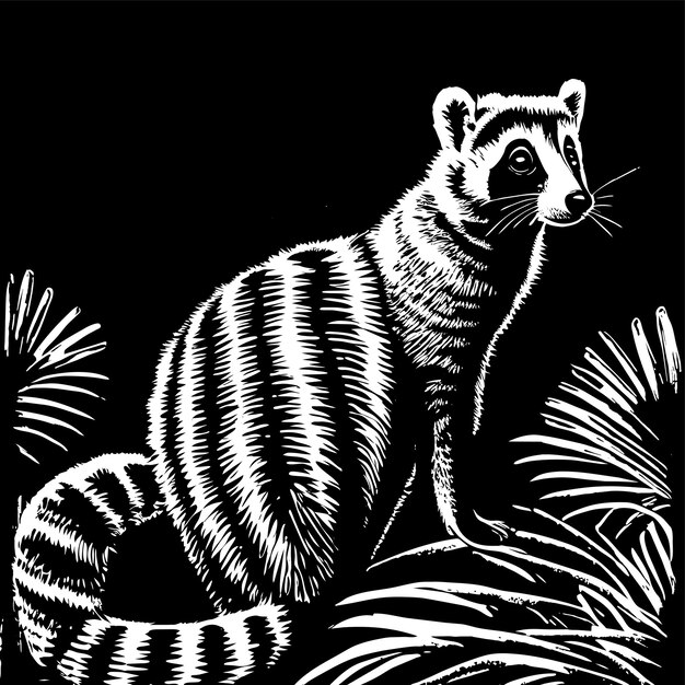 Banded palm civet hand drawn cartoon sticker icon concept isolated illustration