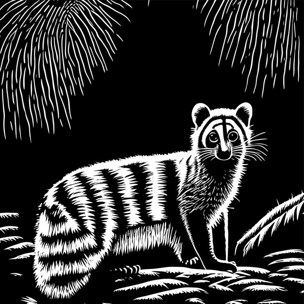 Vector banded palm civet hand drawn cartoon sticker icon concept isolated illustration