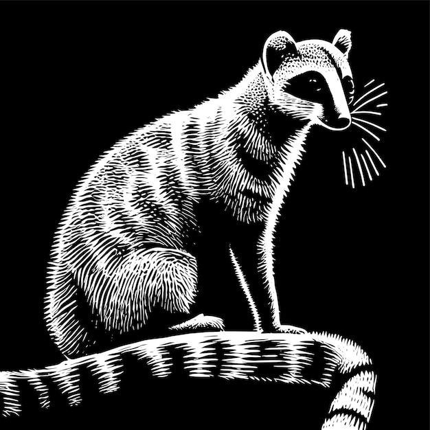 Vector banded palm civet hand drawn cartoon sticker icon concept isolated illustration