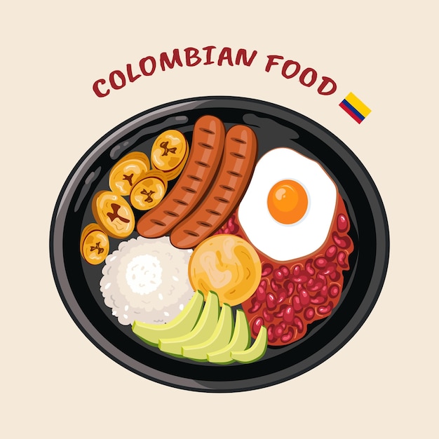 Vector bandeja paisa a popular meal in colombian cuisine vector illustration of food bandeja de arriero