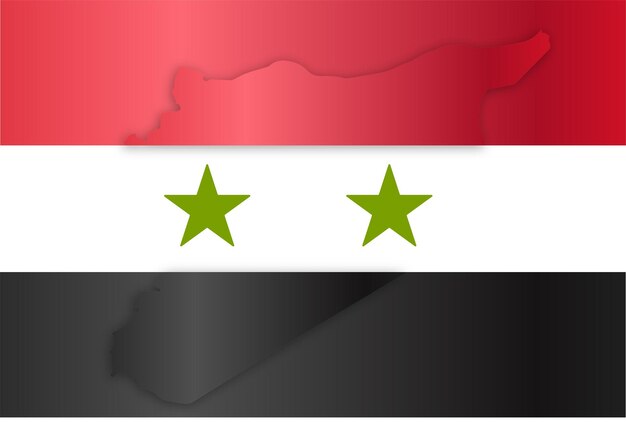 ベクトル bandera y mapa de syria fucionados