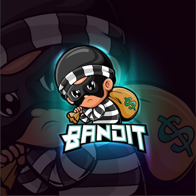 Bandit mascotte esport logo design