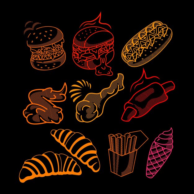 Vector bandle food sketches, food illustrations