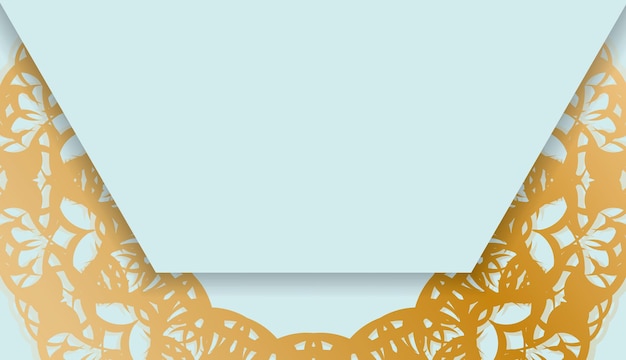 Baner aquamarine color with abstract gold pattern for design under your text