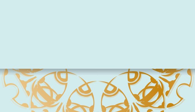 Baner in color acquamarina con ornamento greco in oro per il design sotto logo o testo