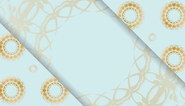 고급스러운 금색 패턴과 로고 또는 텍스트를 위한 공간이 있는 아쿠아마린 색상의 Baner