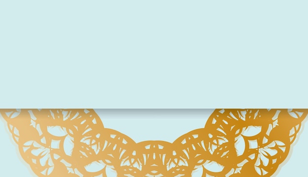 Baner aquamarine color with vintage gold ornament for design under your text