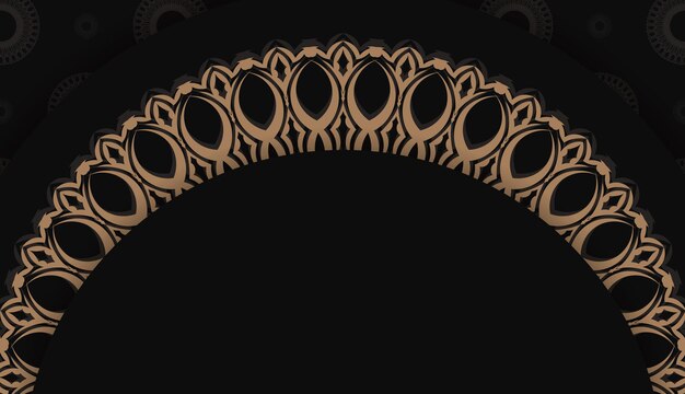 Baner di colore nero con ornamento marrone greco per il design sotto il tuo testo