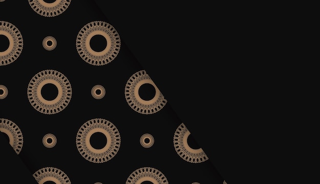 텍스트 아래 디자인을 위한 그리스 갈색 패턴이 있는 검정 색상의 Baner