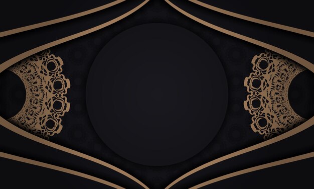 Baner of black color with greek brown pattern for design under your text