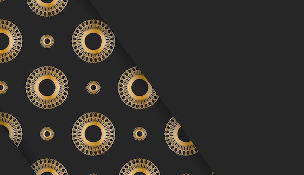 Baner di colore nero con motivo in oro indiano per il design sotto il testo