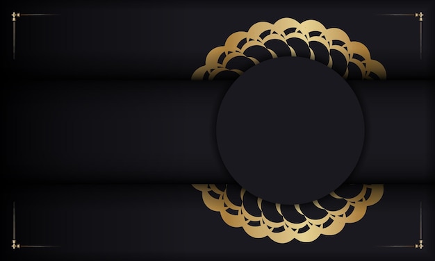 Baner in black with gold indian pattern