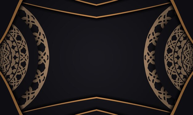 Vector baner in black with a luxurious brown pattern and space for your logo or text