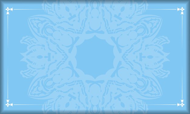 Vector baner of blue color with abstract white ornament for design under your text