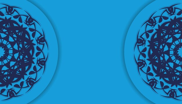 Vettore baner di colore blu con ornamento mandala per il design sotto il logo