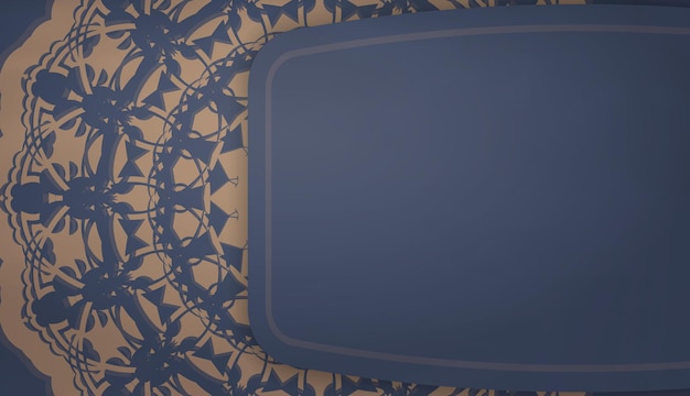 Baner in blu con ornamento marrone astratto e un posto sotto il logo