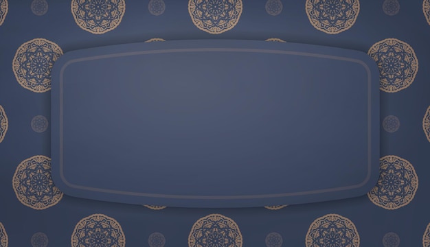 Vector baner in blue with a greek brown pattern and space for logo or text