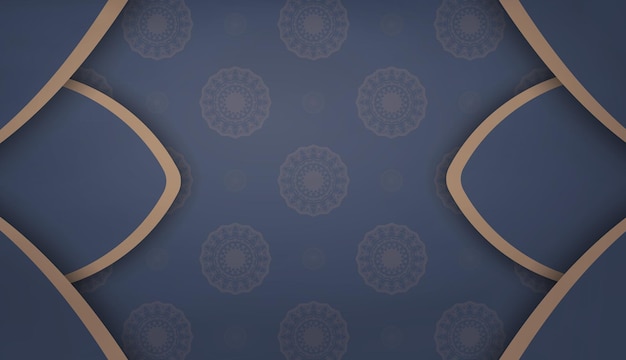 Baner in blu con ornamento marrone indiano per il design sotto il testo