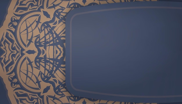 Baner in blue with luxurious brown ornament for design under the text